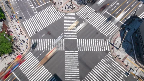 Time lapse video from above Ginza Crossing in Tokyo Stock Footage 289440822
