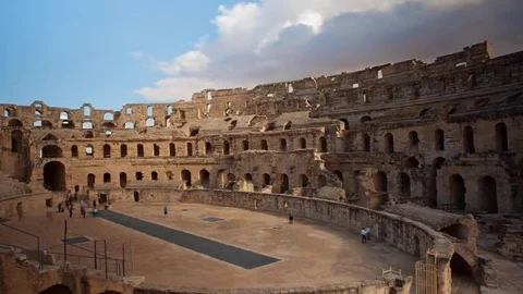 Time lapse video Amphitheater in El-Jem Tunisia Africa Video stock 70671934