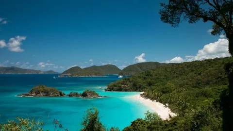 Time-lapse video of the beach at trunk bay, St John Stock Footage 73976254