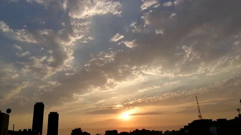 Time Lapse Video with Beautiful Clouds and Sunset view Stock Footage 80414137