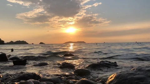 Time lapse video of beautiful sunset at the beach Stock Footage 290150649