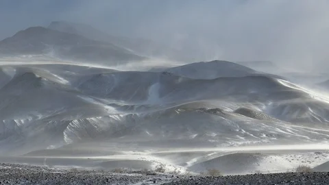 Time-lapse video of blizzard and strong snow windstorm in Altai mountains Stock Footage