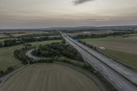 Time-lapse video of a busy German highway during sunset Stock Footage 282524784