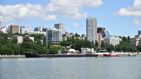 Time lapse video of cargo ships in city Stock Footage 222802728