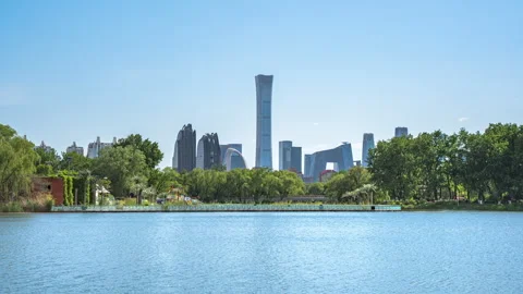 Time-lapse video of CBD city scenery in Beijing, China Stock Footage 273971003
