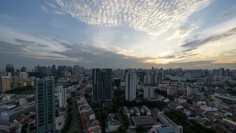 Time lapse video of CBD Skyscrapers and residential area at Singapore. Stock Footage 147908911