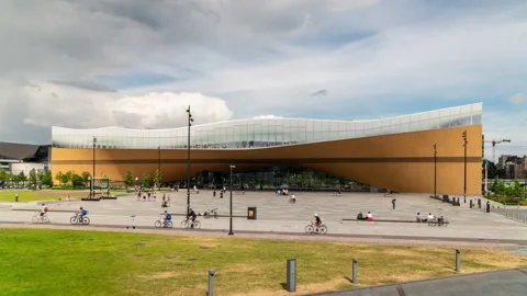 Time lapse video of Central Library Oodi in Helsinki, Finland Stock Footage 248099010
