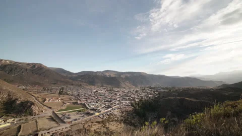 Time-lapse video of Chivay. Small town in Colca Canyon in Andes mountains Stock Footage 135697075