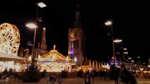 Time lapse video of city view at Merry Christmas. Video stock 212658993