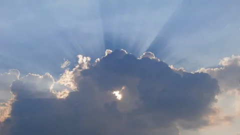 Time lapse video cloud sky with sun ray Stock Footage 105602843