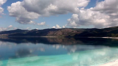 Time Lapse video clouds and reflections on Lake Salda, Mediterranean region Stock Footage 51647456