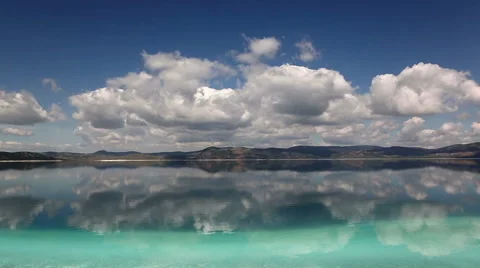Time Lapse video clouds and reflections on Lake Salda, Mediterranean region Stock Footage 51647731
