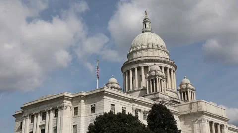 Time lapse video of clouds moving over the Rhode Island state capitol building Stock Footage 253009634