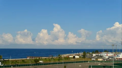 Time-lapse video of cloudscape movement over Black Sea surface in Sochi Stock Footage 132133229