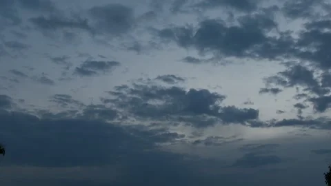 Time lapse video of dark thunderstorm clouds from evening to night transition Stock Footage 154018494