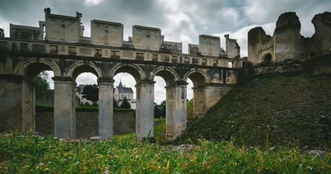 Time lapse video day in castle Fere en Tardenois in Champagne region, France Stock Footage 135514539