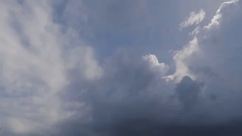 Time-lapse video of fast moving white and fluffy clouds Stock Footage 117438321