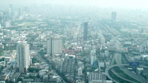 Time lapse video of freeway junctions arial view at early morning in Bangkok Stock Footage 84582637