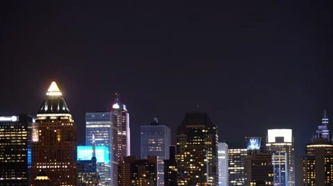 Time-lapse video of the Full Moon Over Midtown Manhattan and Times Square Stock Footage 62566180
