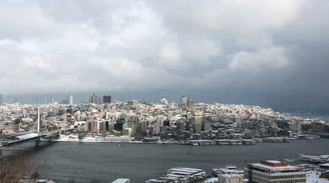 Time Lapse video of Galata Tower and entrance of Bosphorus Stock Footage 58632839