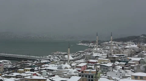 Time Lapse video of Galata Tower and entrance of Bosphorus Stock Footage 58632859