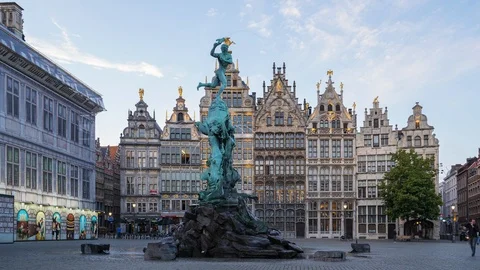 Time lapse video of Grote Markt in Antwerp, Belgium Stock Footage 115484695
