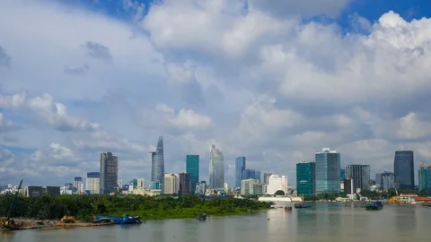 Time lapse video of high building and skyscraper in center of Ho Chi Minh city Stock Footage 94929572