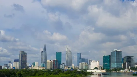 Time lapse video of high building and skyscraper in center of Ho Chi Minh city Stock Footage 94929595