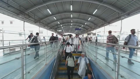 Time lapse video of human traffic at Andheri West Railway Station Stock Footage 301711429