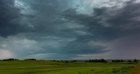 Time-lapse video of an intense rotating supercell thunderstorm, with impressive Stock Footage