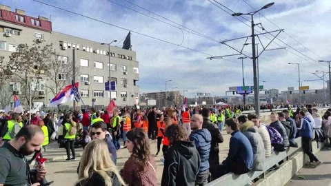 Time lapse video of a large student protest in Belgrade on Jan 27th 2025 Stock Footage 300800041