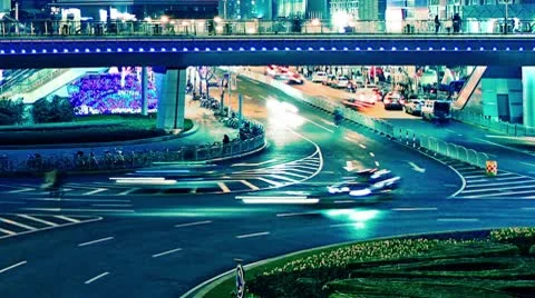 Time lapse video of light trails of city traffic in shanghai, china. loopable Vidéo 10683273