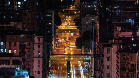Time lapse video of light trails of big city busy traffic Stock Footage 105065655