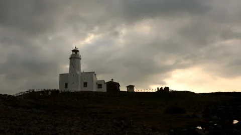 Time Lapse video of lighthouse and dramatic clouds Stock Footage 58500228