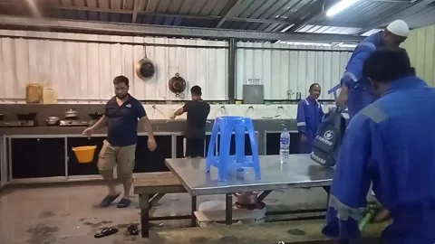 Time Lapse Video of Male Worker Cleaning Kitchen Area Stock Footage 307315752