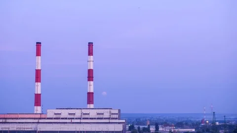 Time lapse video of moon rising over industrial city landscape, Kyiv, Ukraine Stock Footage 116600601
