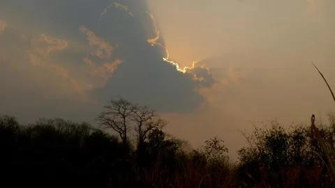 Time-lapse Video moving clouds Sunset Stock Footage 125625134