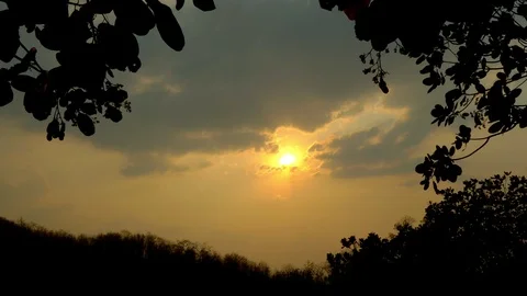 Time-lapse Video moving clouds Sunset Stock Footage 125697784