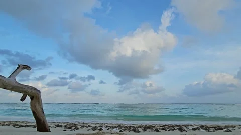 Time-lapse video of moving clouds on the beach Stock Footage 288555880