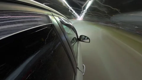 A time lapse video of night busy city from driving car. Town's light Stock Footage 287236151