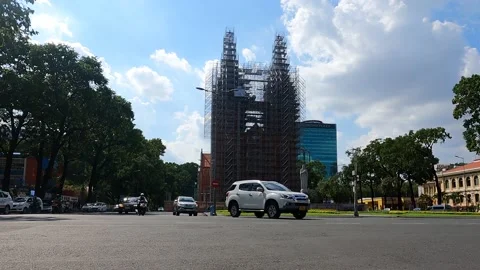 Time-lapse video of Notre-Dame Cathedral Basilica during restoration Stock Footage 153140159