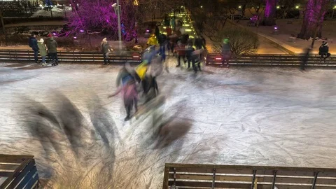 Time lapse video of people having fun on skating rink Stock Footage 85178086