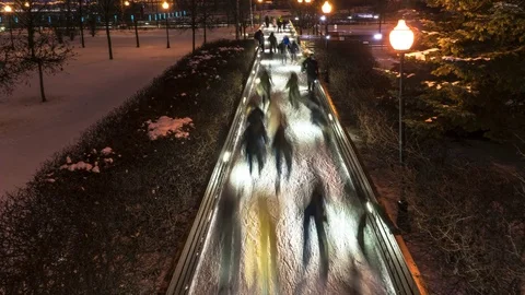 Time lapse video of people having fun on skating rink Stock Footage 85402005