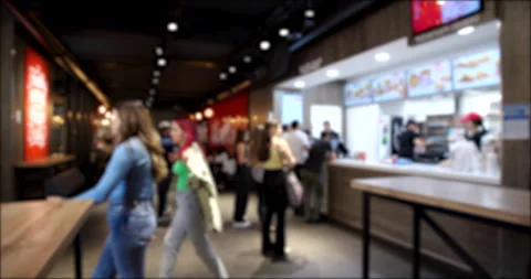 Time Lapse video of People Ordering from the Fast Food restaurant. Blurred Stock Footage 260349017