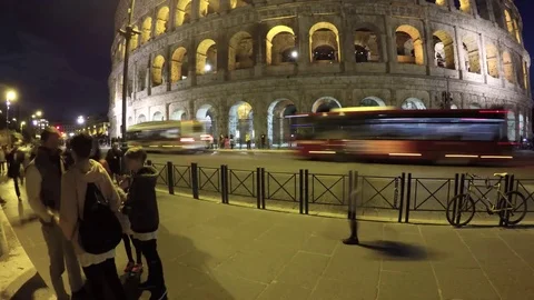 Time lapse video of a people walking near Colosseum, video by gopro camera Stock Footage 82145158