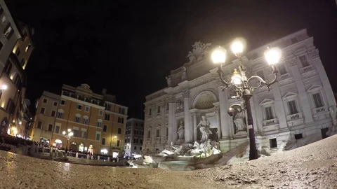 Time lapse video of a people walking near Fontana di Trevi, video by gopro ca Stock Footage 82145190