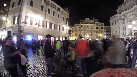 Time lapse video of a people walking near Fontana di Trevi, video by gopro ca Stock Footage 85907904