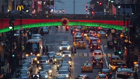 Time-lapse video of Pershing Square at Sunset Stock Footage 84327769