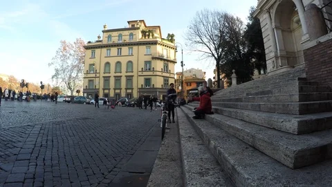 Time lapse video of piazza Trilussa in Trastevere, Rome Stock Footage 86737060