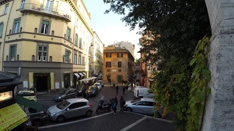 Time lapse video of piazza Trilussa in Trastevere, Rome Stock Footage 86737071